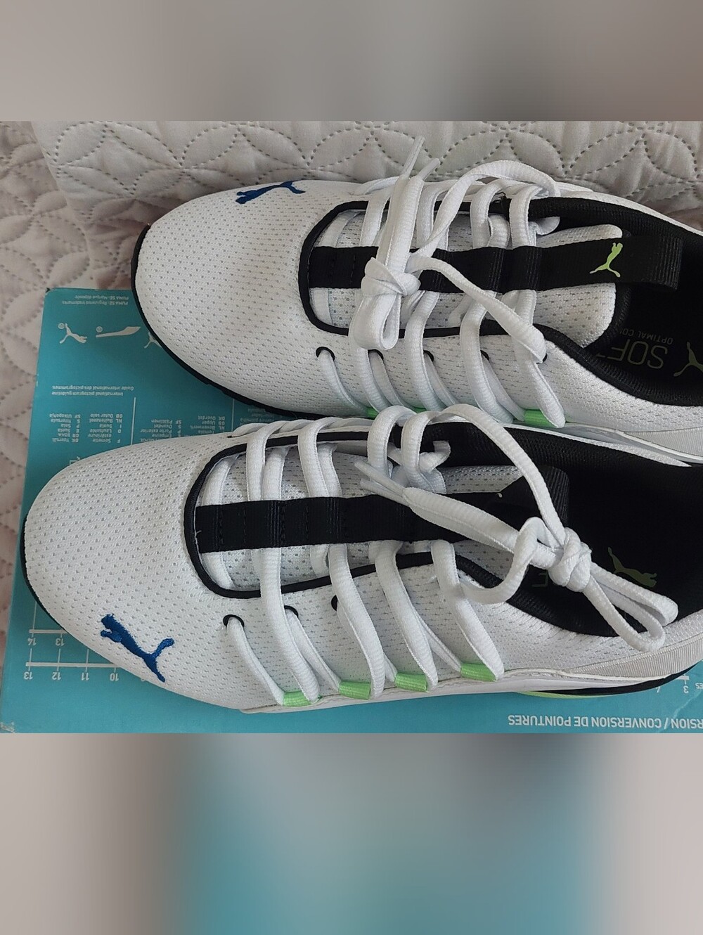 Puma White Athletic Sneakers with Black & Lime Accents - Picture 3 of 9